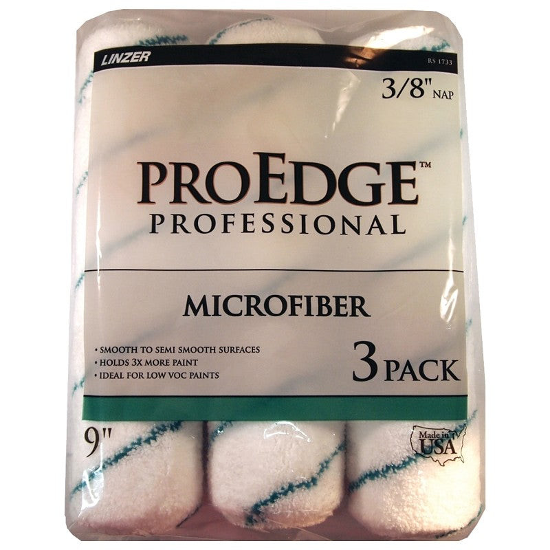 Linzer RS 1733 Roller Cover, 3/8 in Thick Nap, 9 in L, Microfiber Cloth Cover, 6/PK