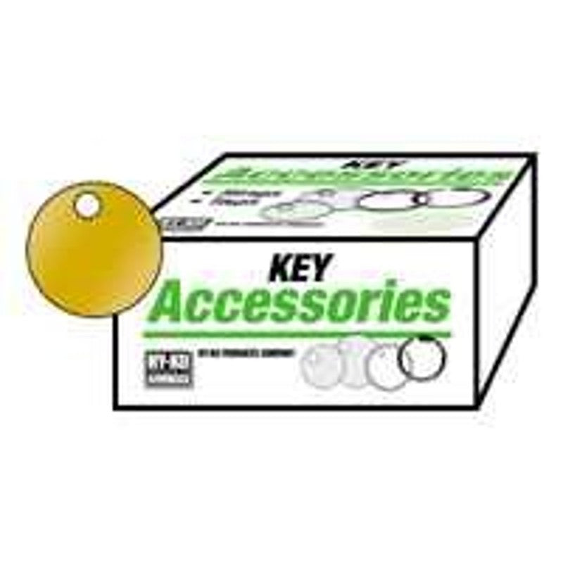 Hy-Ko KB148 Key Tag, 1-3/8 in Dia x 1/32 in THK Dimensions, Round, Brass, 100/PK