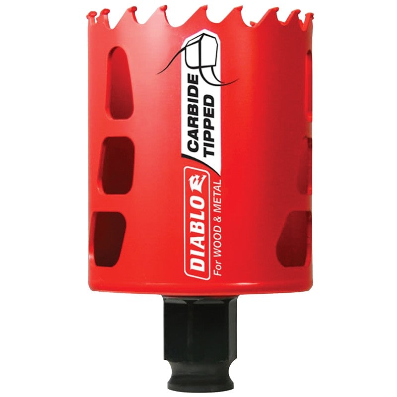 Diablo DHS2250CT GP Hole Saw, 2-1/4 in Dia, 2-3/8 in D Cutting, 3/8 in Arbor, Carbide Cutting Edge