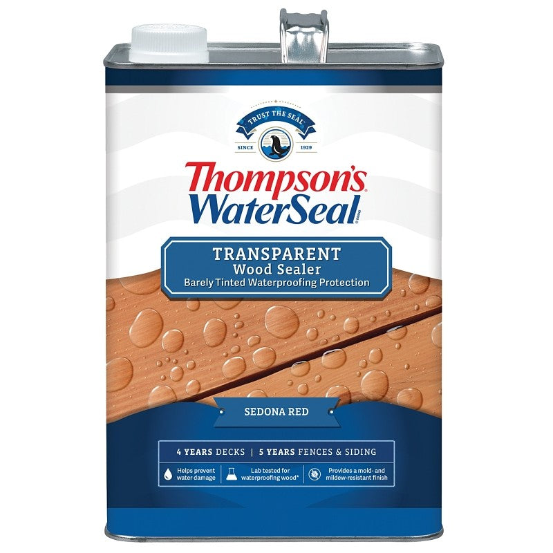 Thompson's WaterSeal TH.091401-16 Wood Sealer, Transparent, Liquid, Sedona Red, 1 gal (Pack of 4)
