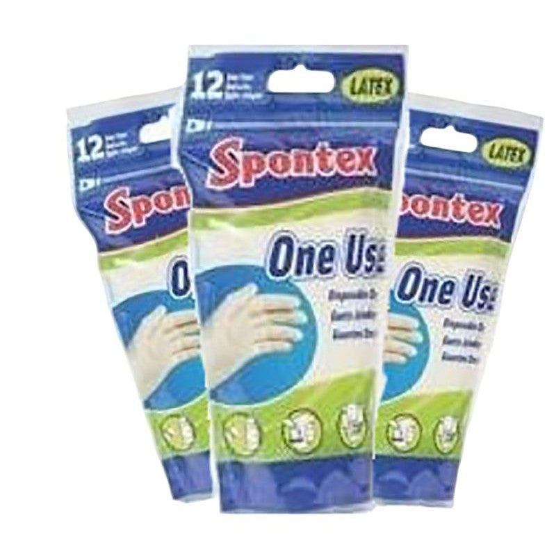 Spontex 76191 Seamless Disposable Gloves, One-Size, Latex, Powdered, Opaque Cream