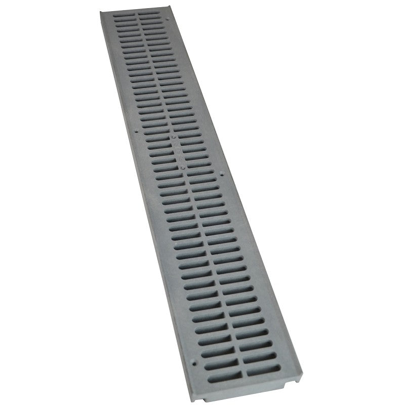 NDS 241-1 Drain Grate, 24 in L, 4.13 in W, Rectangular, 3/8 x 3-1/4 in Grate Opening, HDPE, Gray