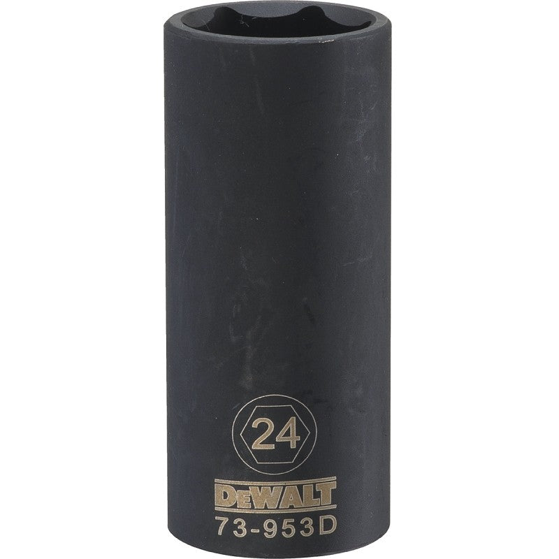 DEWALT DWMT73953OSP Impact Socket, 24 mm Socket, 1/2 in Drive, 6-Point, CR-440 Steel, Black Oxide