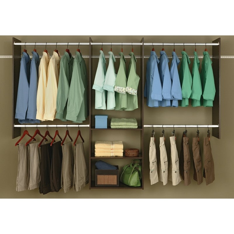 Easy Track RB1460-T Series Deluxe Starter Closet, Truffle, 48 to 96 in W, 84 in H, 3-Shelf