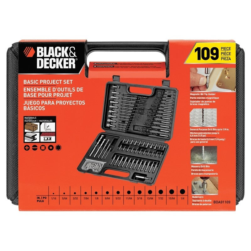 Black+Decker BDA91109 Combination Drill Bit Set, 109-Piece