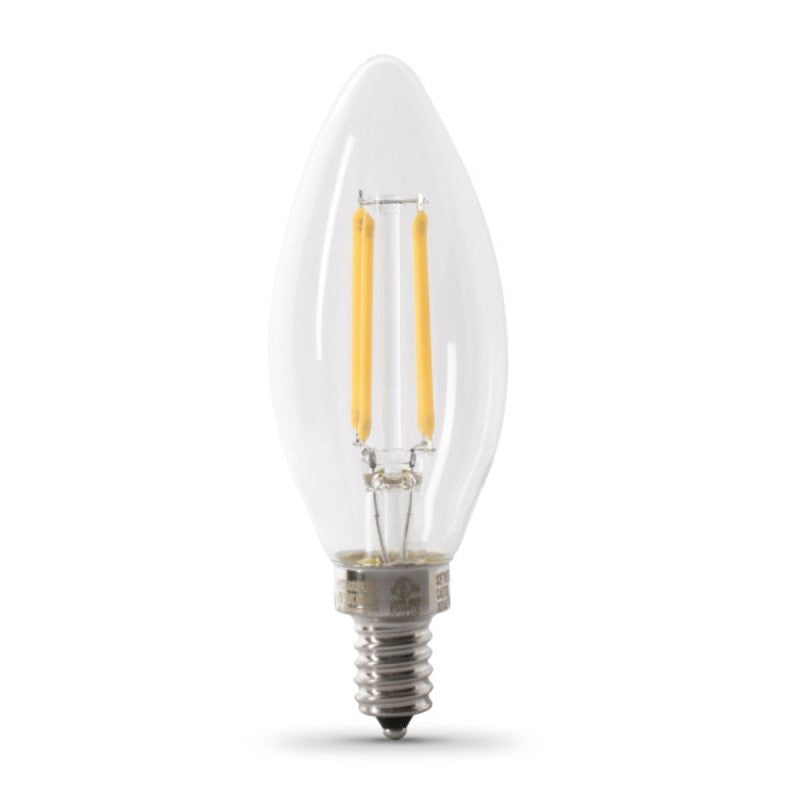 Feit Electric CTC60/927CA/FIL/6 LED Bulb, Decorative, 60 W Equivalent, E12 Lamp Base, Dimmable, Clear, Soft White Light