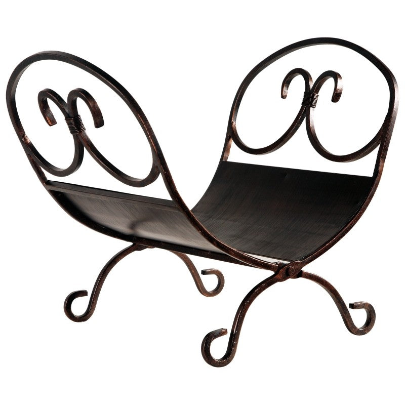 Simple Spaces CPO90503AC3L Log Rack, 13-1/4 in W, 13-1/4 in D, 14-1/2 in H, Steel Base, Antique Bronze