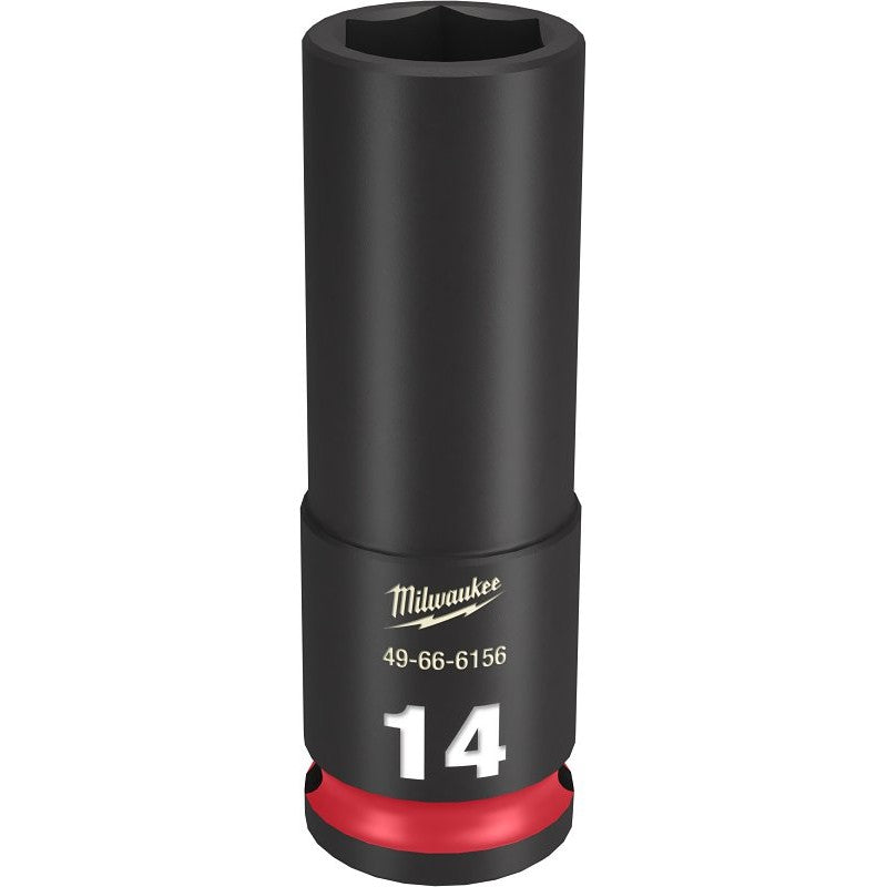 Milwaukee SHOCKWAVE Impact Duty Series 49-66-6156 Deep Impact Socket, 14 mm Socket, 3/8 in Drive, Square Drive, 6-Point