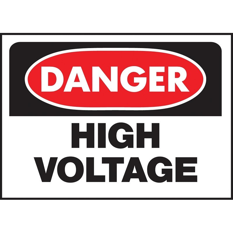 Hy-Ko 508 Danger Sign, Rectangular, HIGH VOLTAGE, Black Legend, White Background, Polyethylene (Pack of 5)
