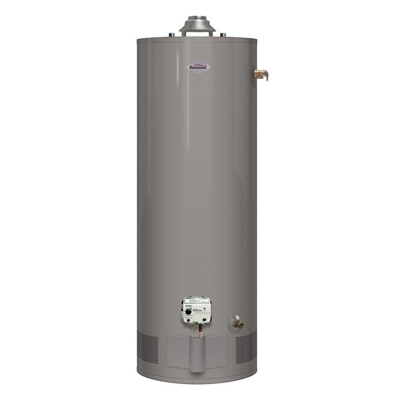Richmond Essential Series 6G40-36F3 Gas Water Heater, Natural Gas, 40 gal Tank, 52 gph, 36000 Btu/hr BTU, Dark Warm Gray