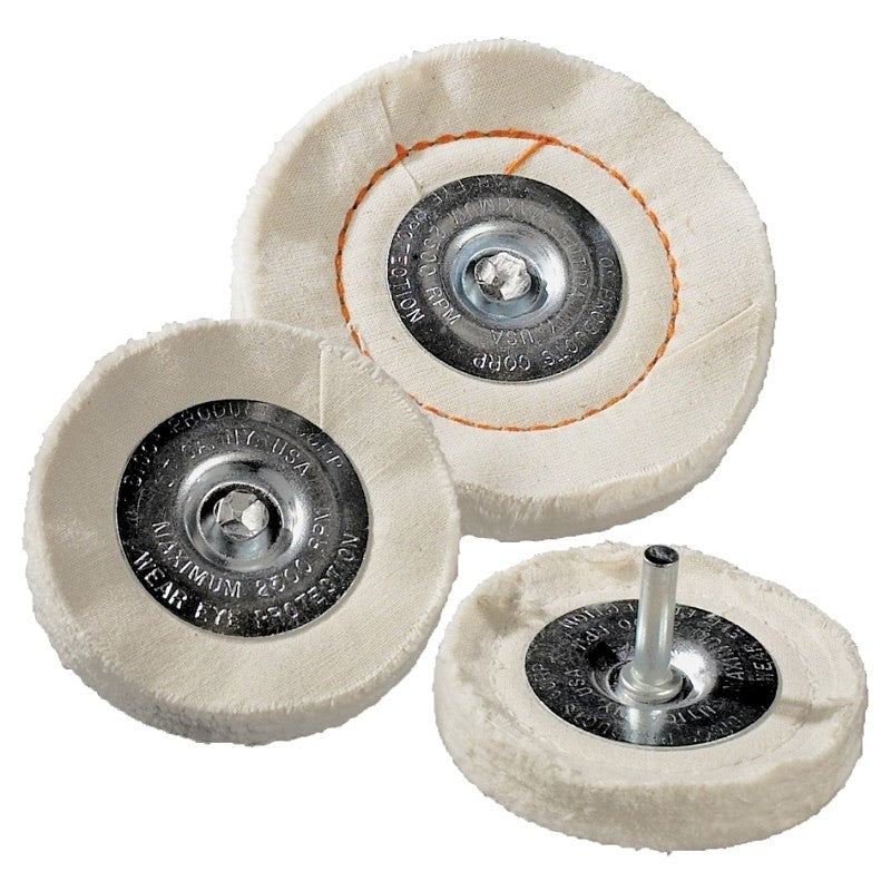 Dico 527-41-4M Buffing Wheel, 4 in Dia, 1/2 in Thick, Cotton