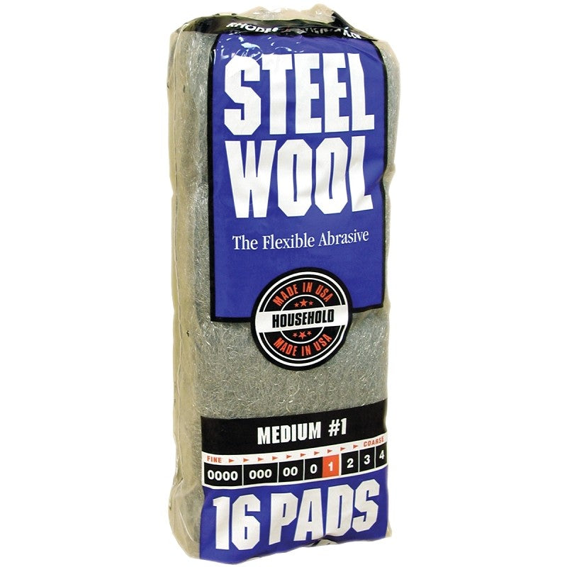 Homax 106604-06 Steel Wool, #1 Grit, Medium, Gray