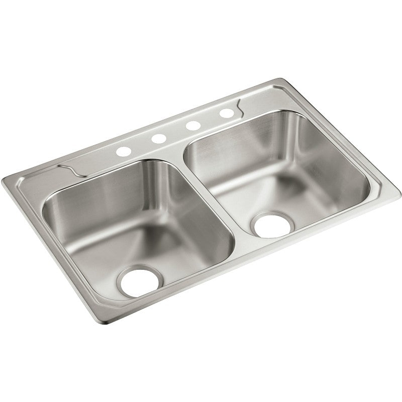 Sterling Middleton Series 14707-4-NA Kitchen Sink, 4-Faucet Hole, 22 in OAW, 7 in OAD, 33 in OAH, Stainless Steel