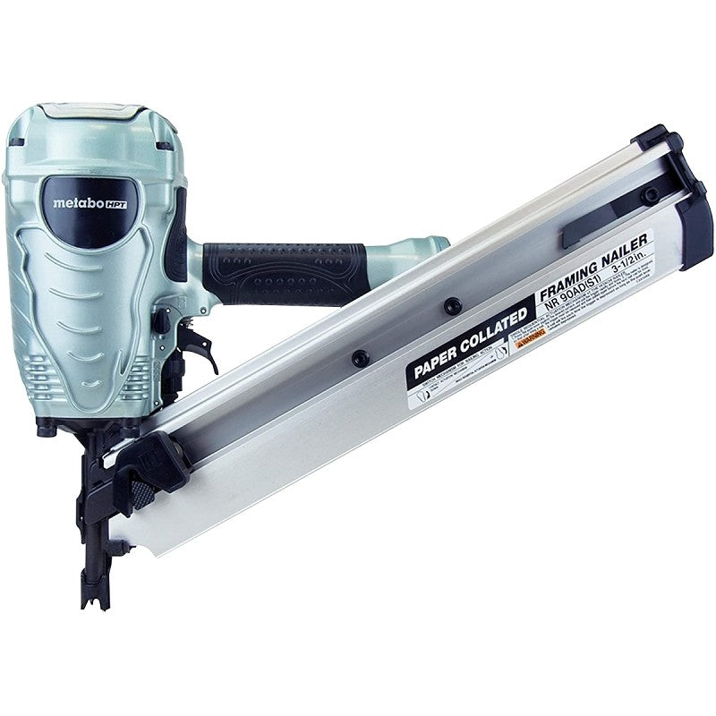 Metabo HPT NR90AES1M Framing Nailer, 64 Magazine, 21 deg Collation, Angled Collation, 2 to 3-1/2 in Fastener