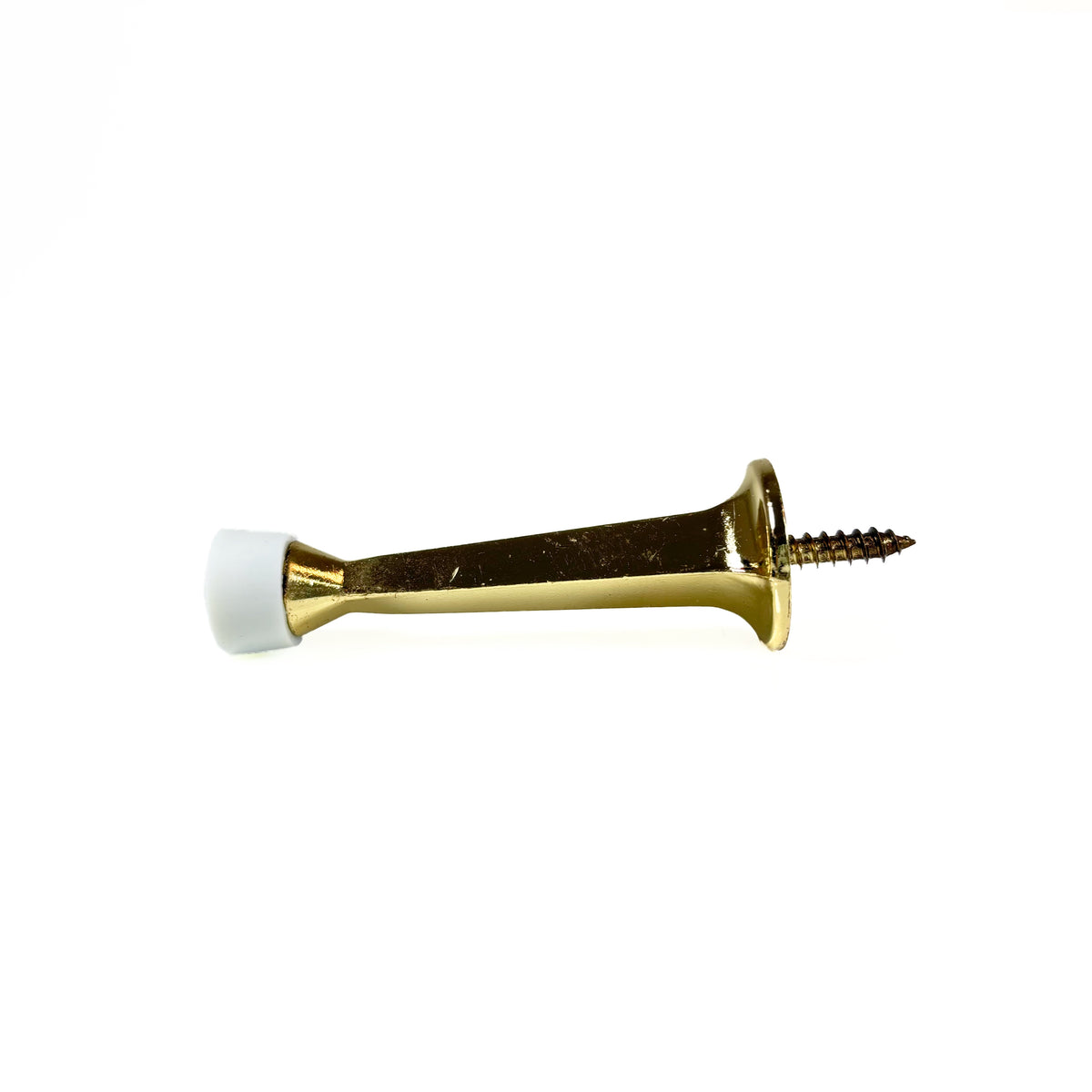 Square Taper Door Stops 3 Inch Bright Brass 2 Pack