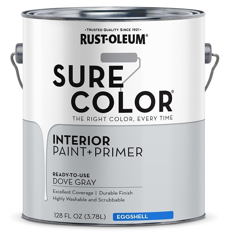 Rust-Oleum Sure Color 380223 Interior Wall Paint, Eggshell, Dove Gray, 1 gal, Can, 400 sq-ft Coverage Area (Pack of 2)