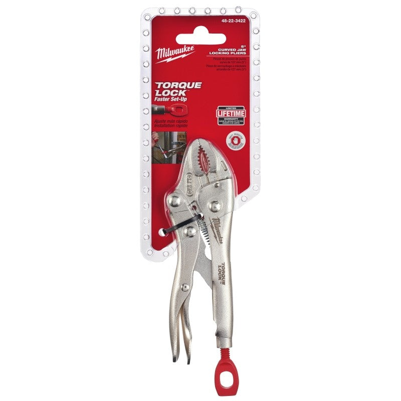 Milwaukee Torque Lock 48-22-3422 Locking Plier, 5 in OAL, 1-1/8 in Jaw Opening, Ergonomic Handle, 13/32 in W Jaw