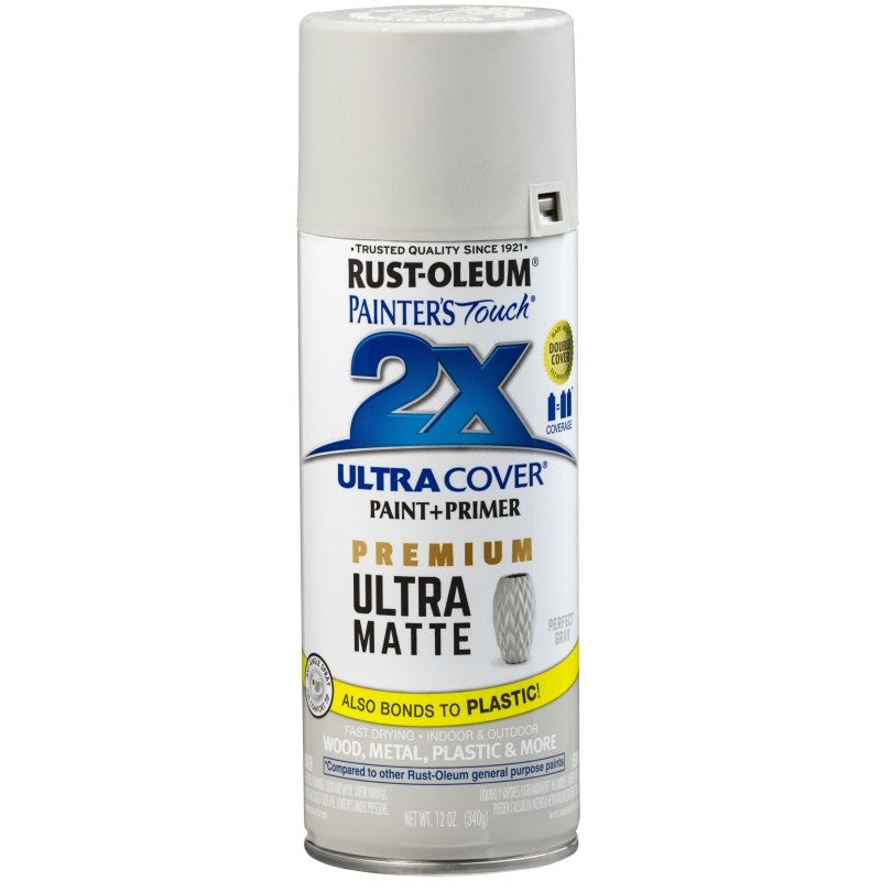 Rust-Oleum 331184 Spray Paint, Matte, Gray, 12 oz, Can