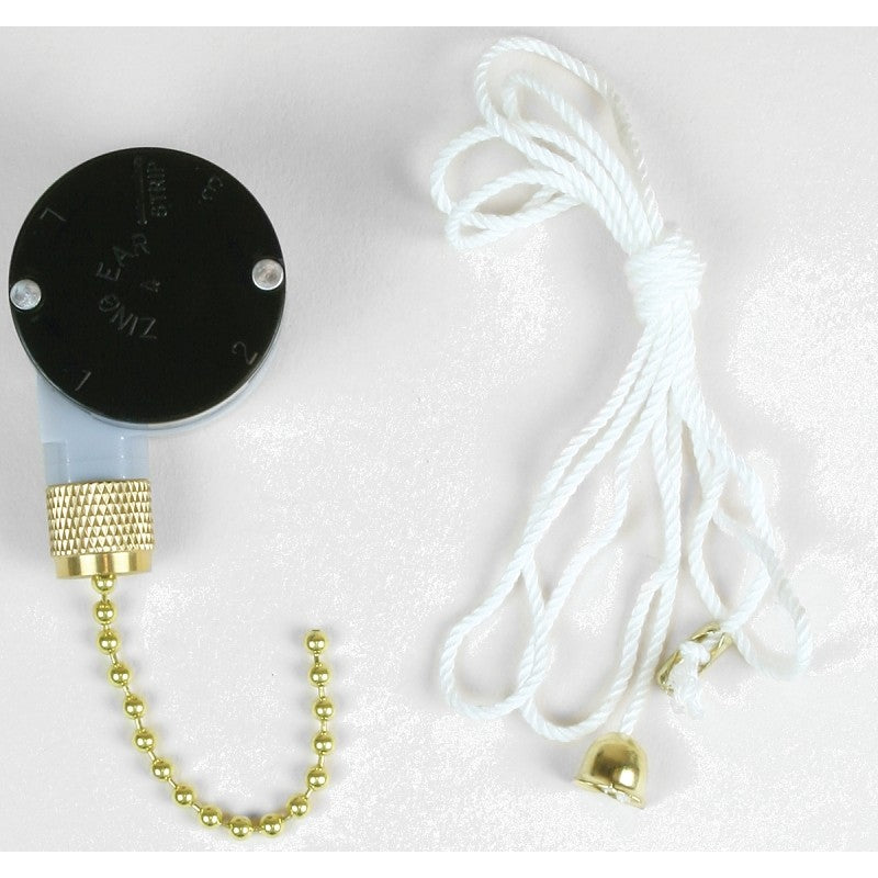 Jandorf 60306 Pull Chain Switch, 250 V, 3 A, Black