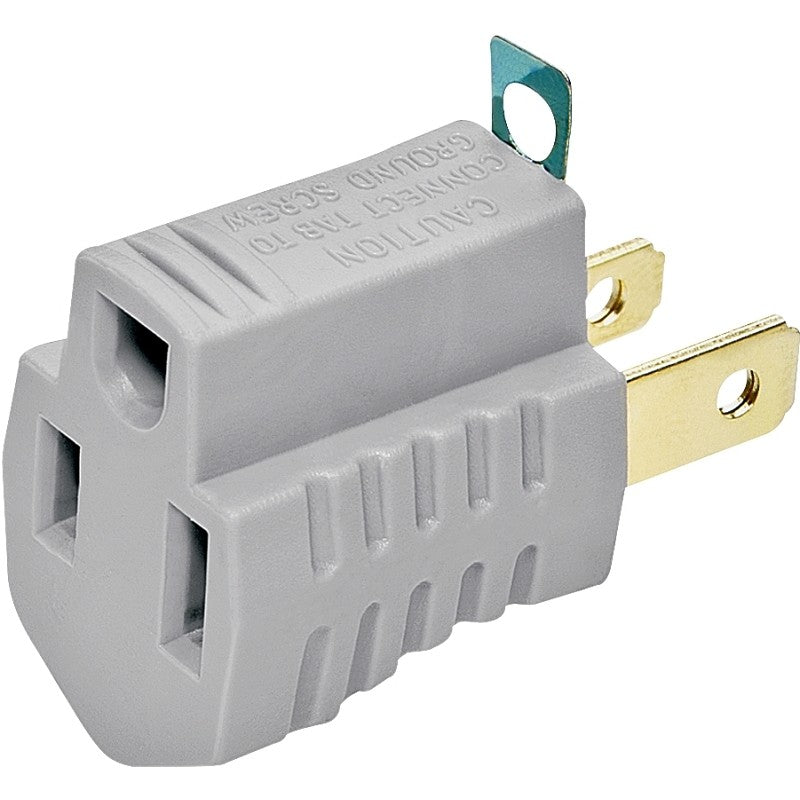 Eaton Wiring Devices BP419GY Outlet Adapter with Grounding Lug, 2-Pole, 15 A, 125 V, 1-Outlet, Gray (Pack of 5)