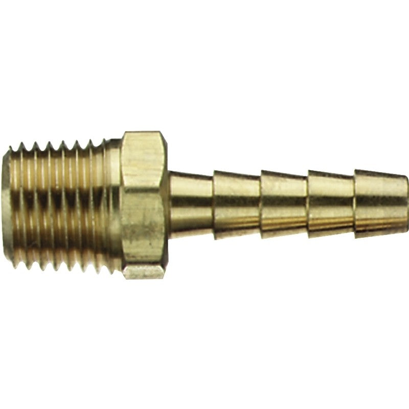 Tru-Flate 21-143 Hose Fitting, 1/4 in, MNPT x Barb, Brass