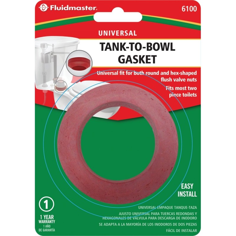 Fluidmaster 6100 Tank-to-Bowl Gasket, Sponge Rubber, For: Closed Coupled Toilets, Round and Hex Shaped Flush Valve Nuts (Pack of 10)