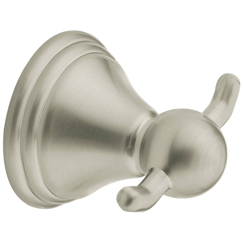 Moen Preston Series DN8403BN Robe Hook, 30 lb, 2-Hook, Zinc, Brushed Nickel, Screw Mounting