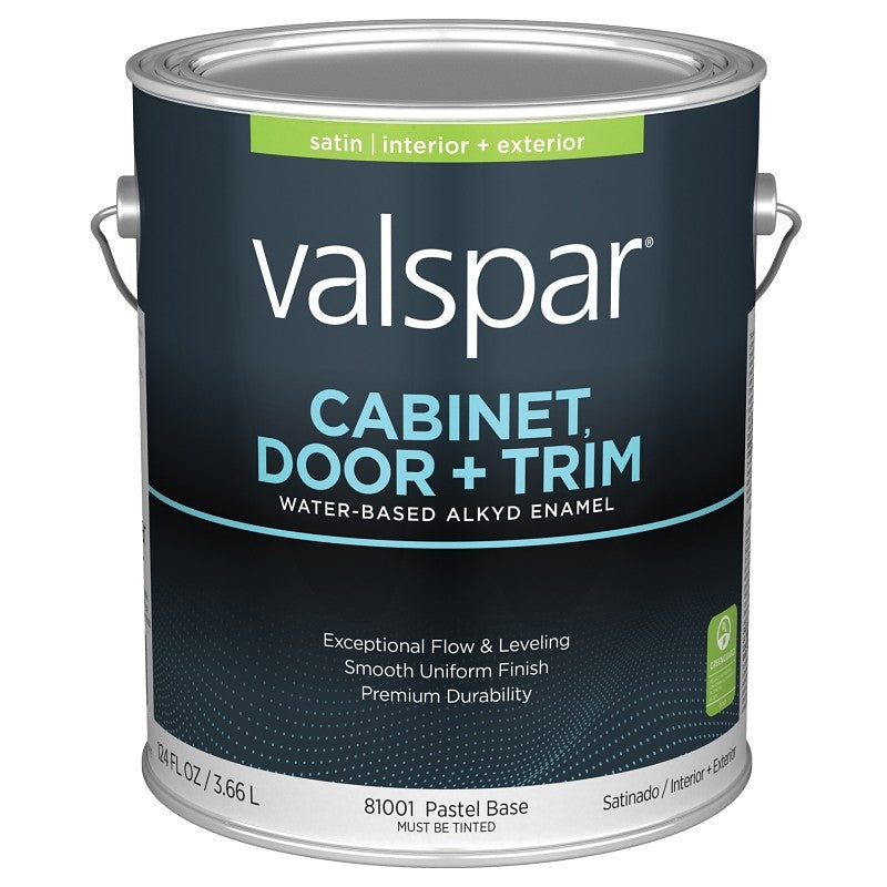 Valspar 8100 028.0081001.007 Cabinet, Door and Trim Paint Enamel, Water Base, Satin Sheen, Pastel Base, 1 gal (Pack of 4)