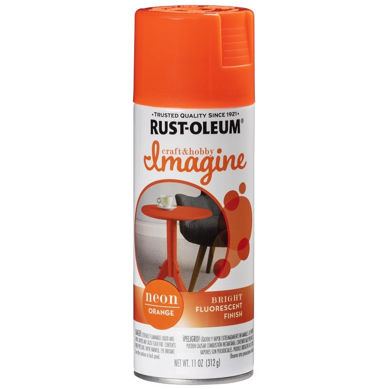 Rust-Oleum Imagine 345652 Craft Spray Paint, Neon Orange, 11 oz, Can