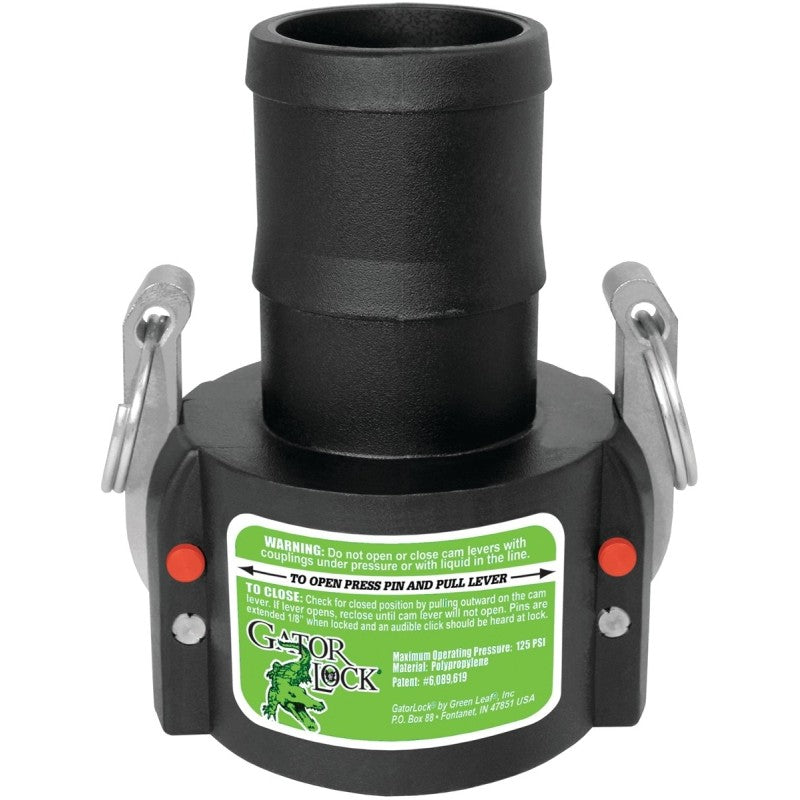 Green Leaf GLP 150 C Cam Lever Coupling, 1-1/2 in, Female x Hose Barb, Glass Filled Polypropylene