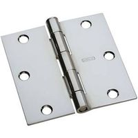 Door Hinge 3 Inch Square Corner Bright Polished Chrome