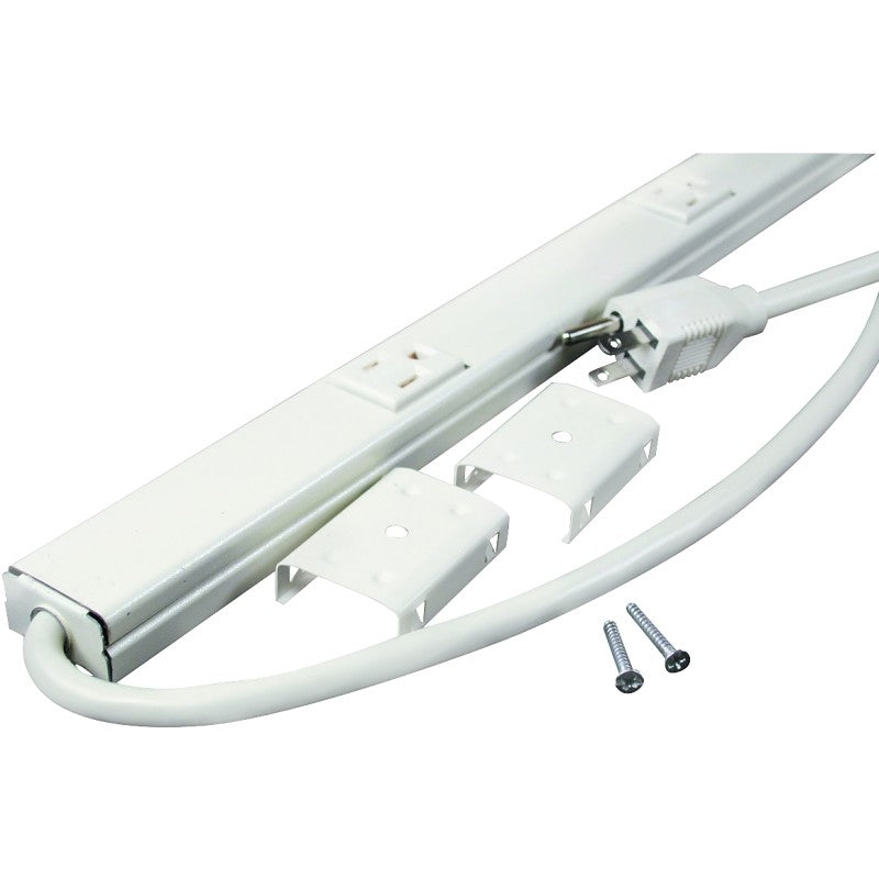 Wiremold Plugmold PM36C Cord Ended Strip, 6 ft L Cable, 6 -Socket, 15 A, 125 V, Ivory