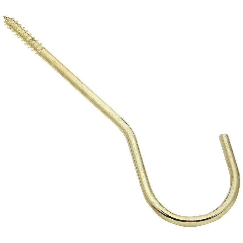 National Hardware V2666 Series N275-214 Ceiling Hook, 6 in L, Steel, Brass