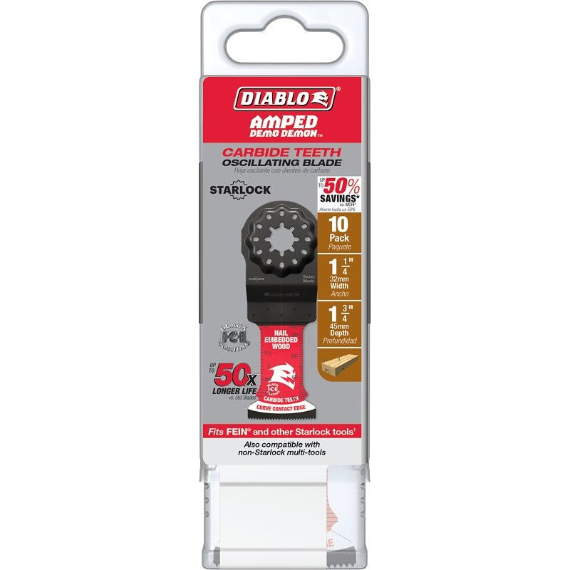Diablo AMPED, Demo Demon DOS125CW10 Oscillating Blade, 1-3/4 in D Cutting, Carbide