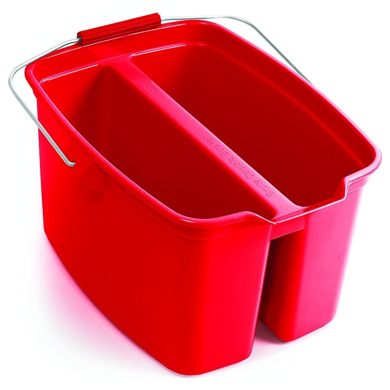 Rubbermaid 1887094 Double Pail, 19 qt Capacity, Plastic Wringer, Red
