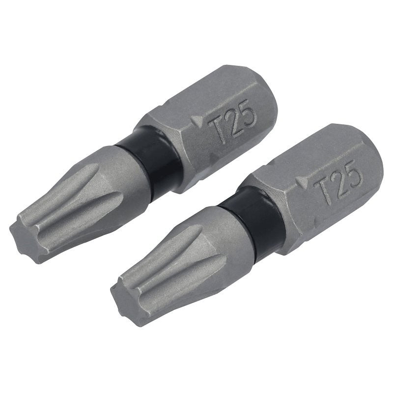 DEWALT TOUGHGRIP DWAF1TX25TG2 Screwdriver Bit, T25 Drive, Torx Drive, 1/4 in Shank, Hex Shank, 1 in L, Steel