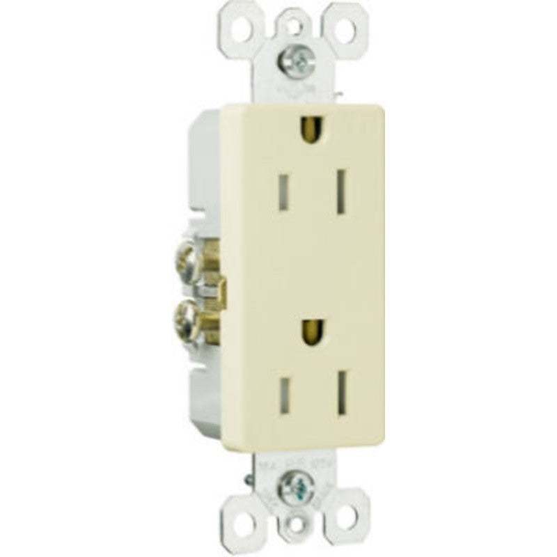 Pass & Seymour radiant Series 885TRICC8 Duplex Receptacle, Thermoplastic, 2-Pole, 15 A, 125 V, 3-Wire