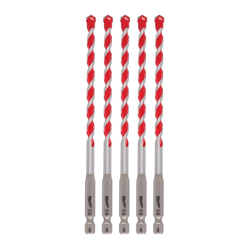 Milwaukee SHOCKWAVE 48-20-9162 Drill Bit, 1/4 in Dia, 6 in OAL, Precision Ground, Wide Flute, 1/4 in Dia Shank (Pack of 3)