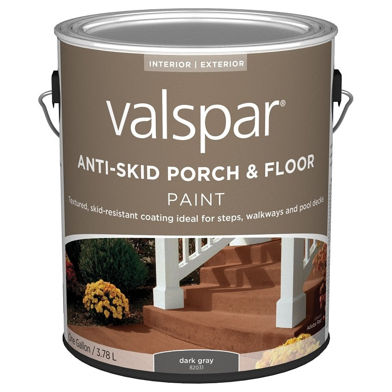 Valspar 024.0082031.007 Porch and Floor Paint, Dark Gray, 1 gal, 100 sq-ft/gal Coverage Area (Pack of 4)