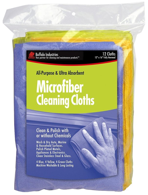 Buffalo 65003 Cleaning Cloth, 16 in L, 12 in W, Polyamide Microfiber/Polyester