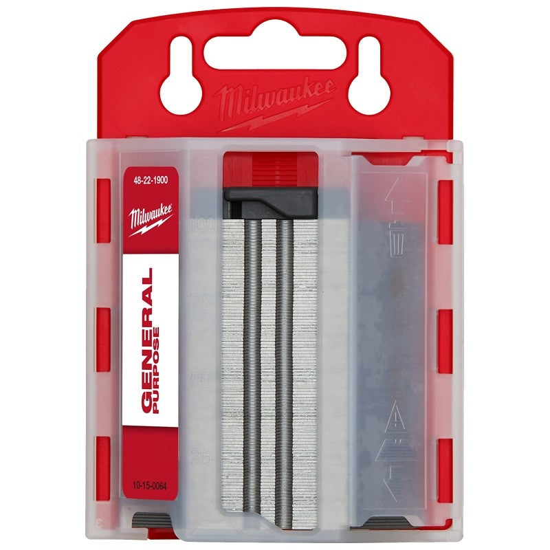 Milwaukee 48-22-1900 Utility Blade, 2-3/8 in L, Steel, Straight Edge, 2-Point
