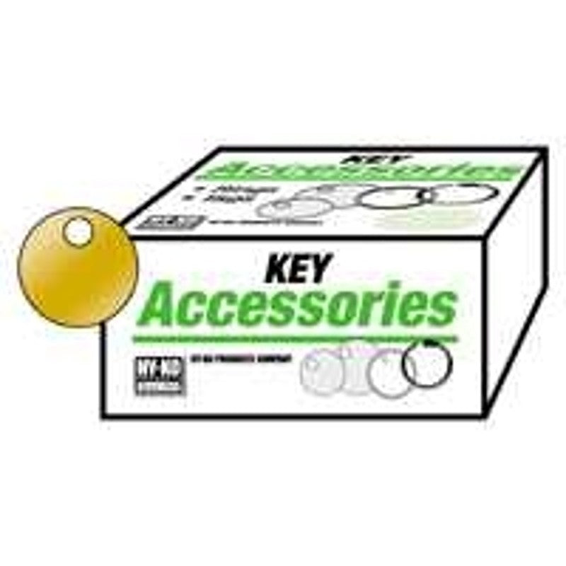 Hy-Ko KB147 Key Tag, 1-1/8 in Dia x 1/32 in THK Dimensions, Round, Brass, 100/PK