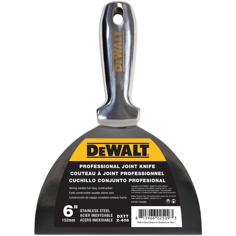DEWALT DXTT-2-406 Joint Knife, 6 in W Blade, Stainless Steel Blade, Full-Tang, Precision Ground Blade (Pack of 4)