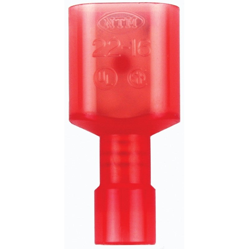 Jandorf 60941 Disconnect Terminal, 22 to 18 AWG Wire, Nylon Insulation, Copper Contact, Red, 5/PK