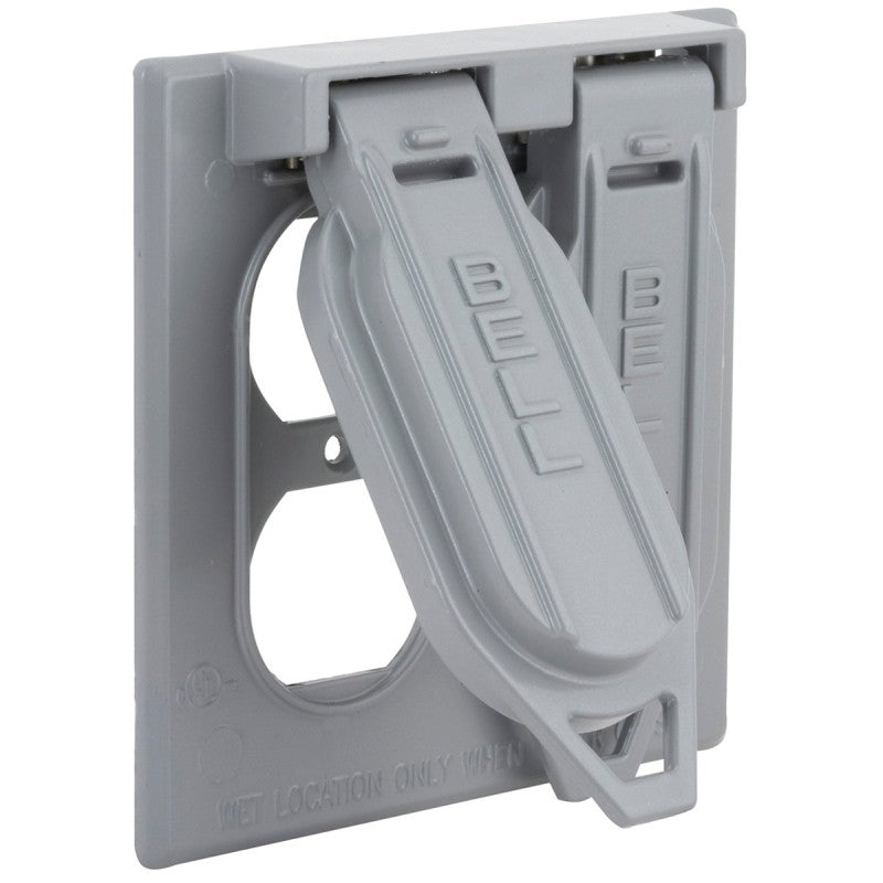 Hubbell 5148-5 Cover, 4-17/32 in L, 4-17/32 in W, Metal, Gray, Powder-Coated