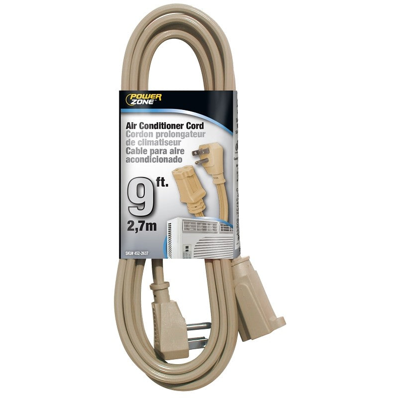 PowerZone OR681509 Single-Ended Extension Cord, SPT-3, Vinyl, Beige, For: Air conditioner and Appliances