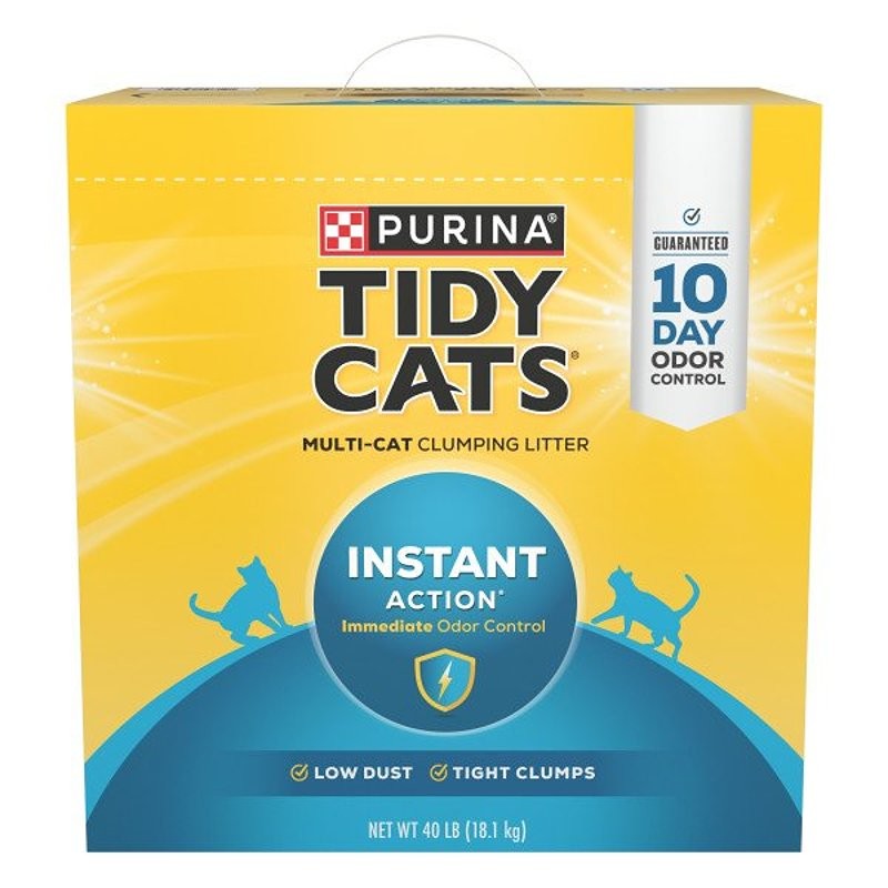 Tidy Cats Instant Action 7023010712 Cat Litter, 40 lb Capacity, Gray/Tan, Granular Jug