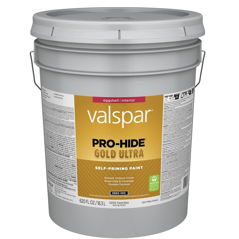 Valspar Pro-Hide Gold Ultra 6200 028.0062002.008 Latex Paint, Acrylic Base, Eggshell Sheen, Pastel Base, 5 gal