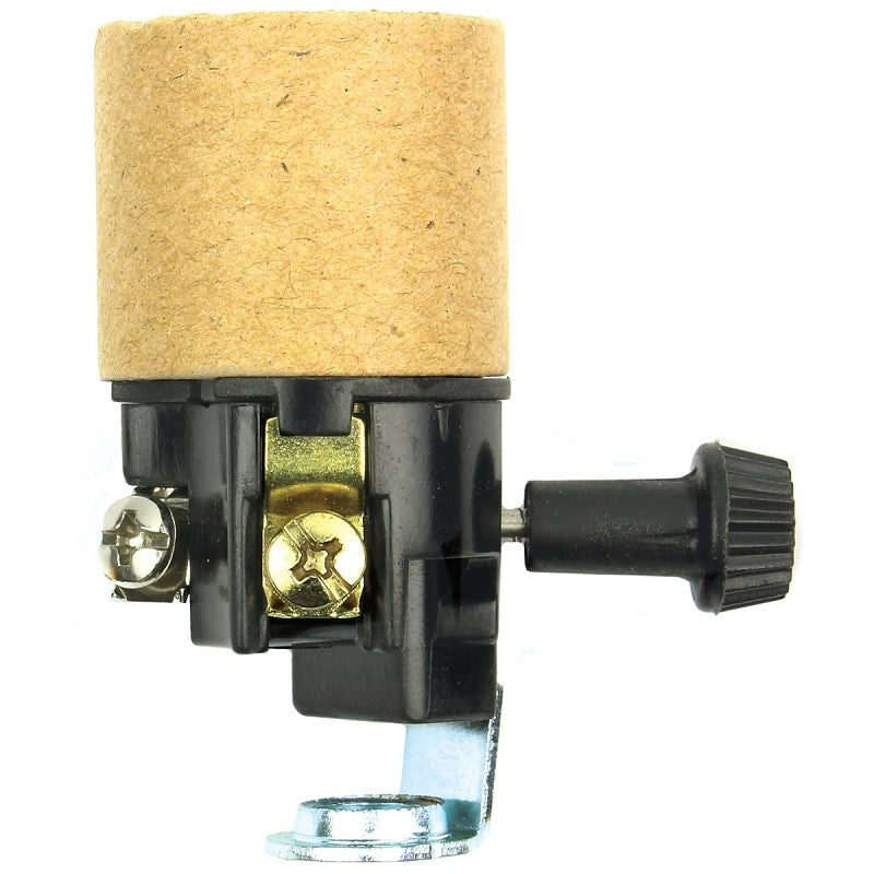 Jandorf 60530 On/Off Turn Knob Lamp Socket, 250 V, 250 W, Phenolic Housing Material, Black