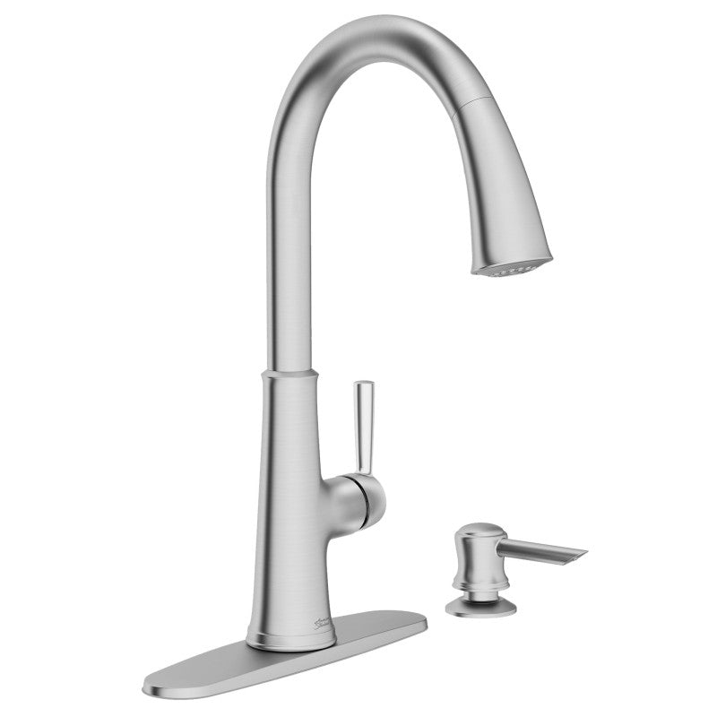 American Standard Maven 9319300.075 Series Pull-Down Kitchen Faucet with Soap Dispenser, 8-5/8 in, Stainless Steel